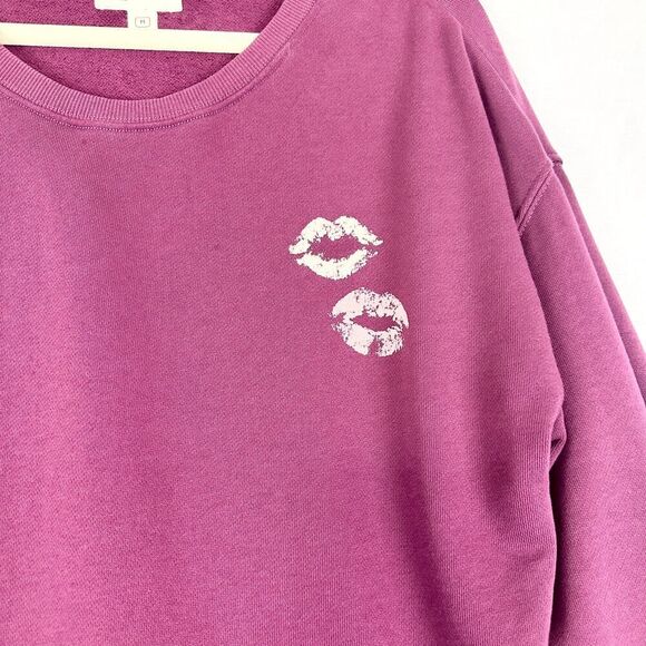Pact Lips Graphic Crewneck Sweatshirt Size Medium Organic Cotton Purple - Picture 3 of 5